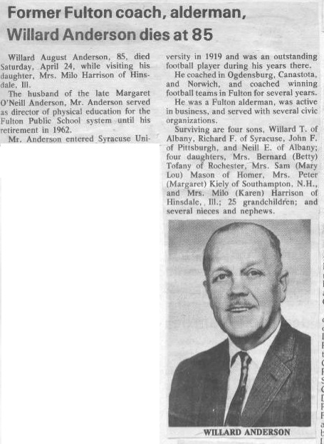 Willard A. Anderson Obituary